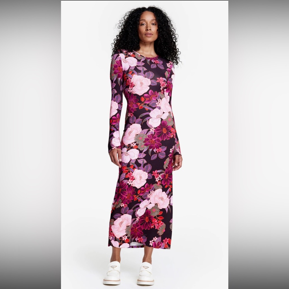 Smythe Pink and Purple Floral Long Sleeve Dress